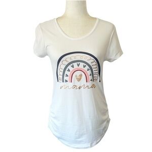 Ruby & Lace “Mama” Maternity Casual T-Shirt Rainbow Graphic Size Small